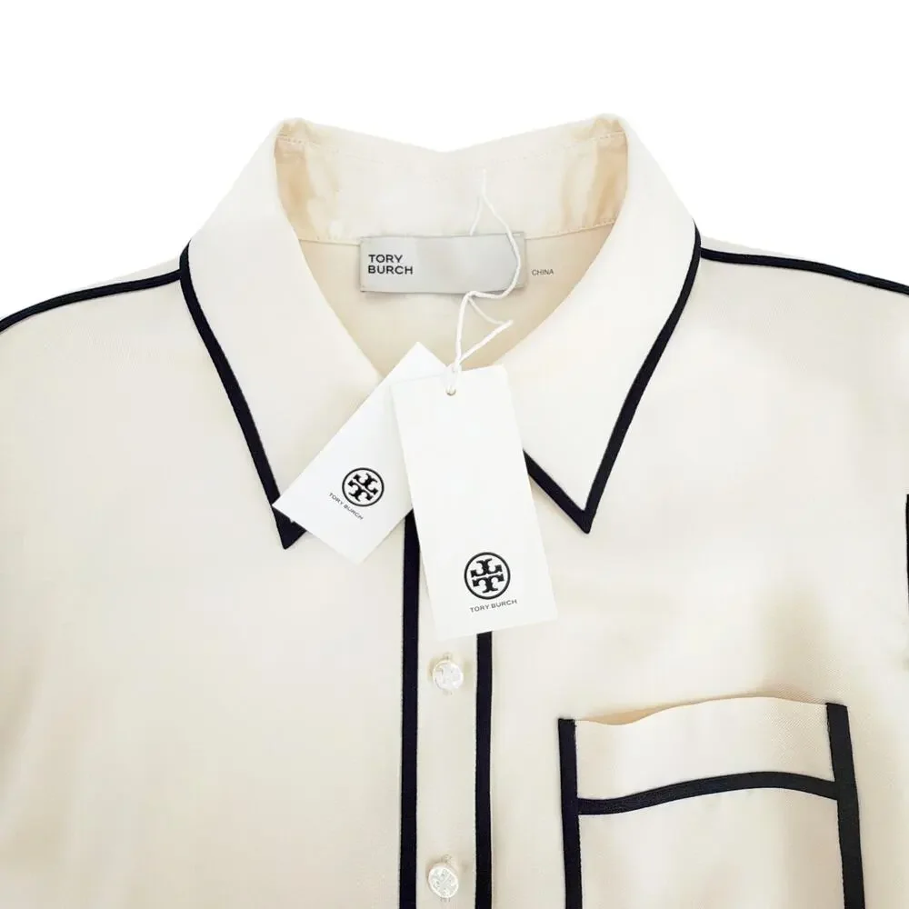 TORY BURCH Brigitte Silk Shirt In New Ivory 4